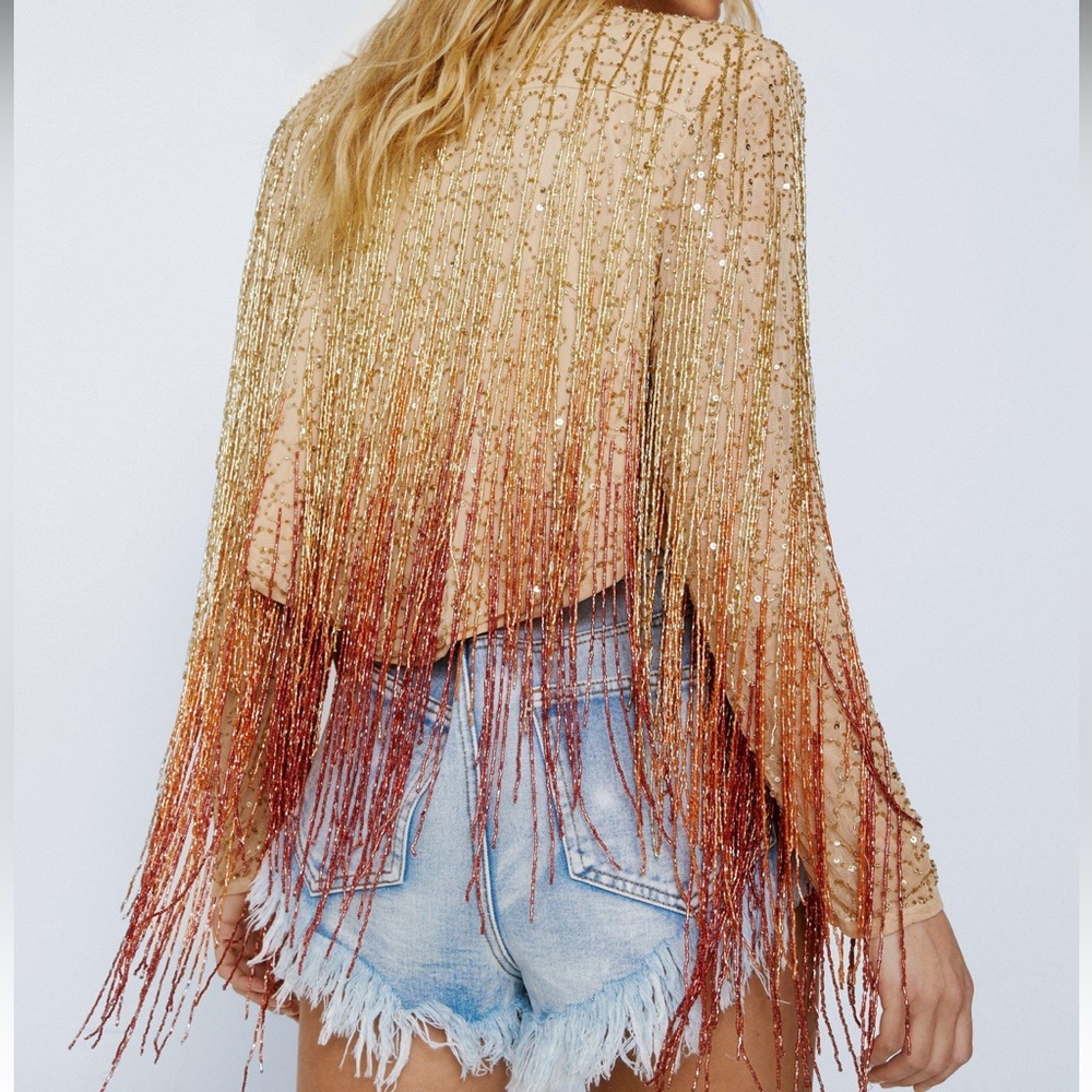 Nasty Gal Tassel Beaded Fringe Jacket